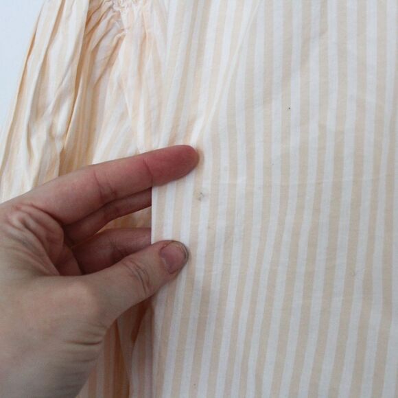 A New Day Women's Peach Striped Long Bishop Sleeve Poplin Top Large - Picture 10 of 11